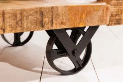 Barschrank mit Rollen Mangoholz massiv B: 86 cm Industrial