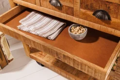 Barschrank mit Rollen Mangoholz massiv B: 86 cm Industrial