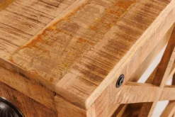 Barschrank mit Rollen Mangoholz massiv B: 86 cm Industrial