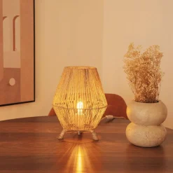 Beistelllampe Dreibein Rattan H: 32,5 cm E27 YILAN