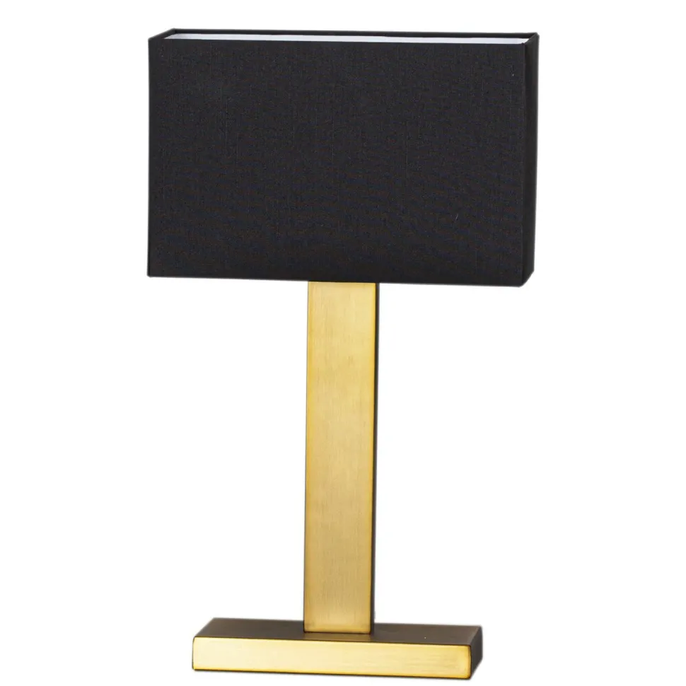 Beistelllampe Metall Stoff 47 cm E27 eckig in Messing Schwarz