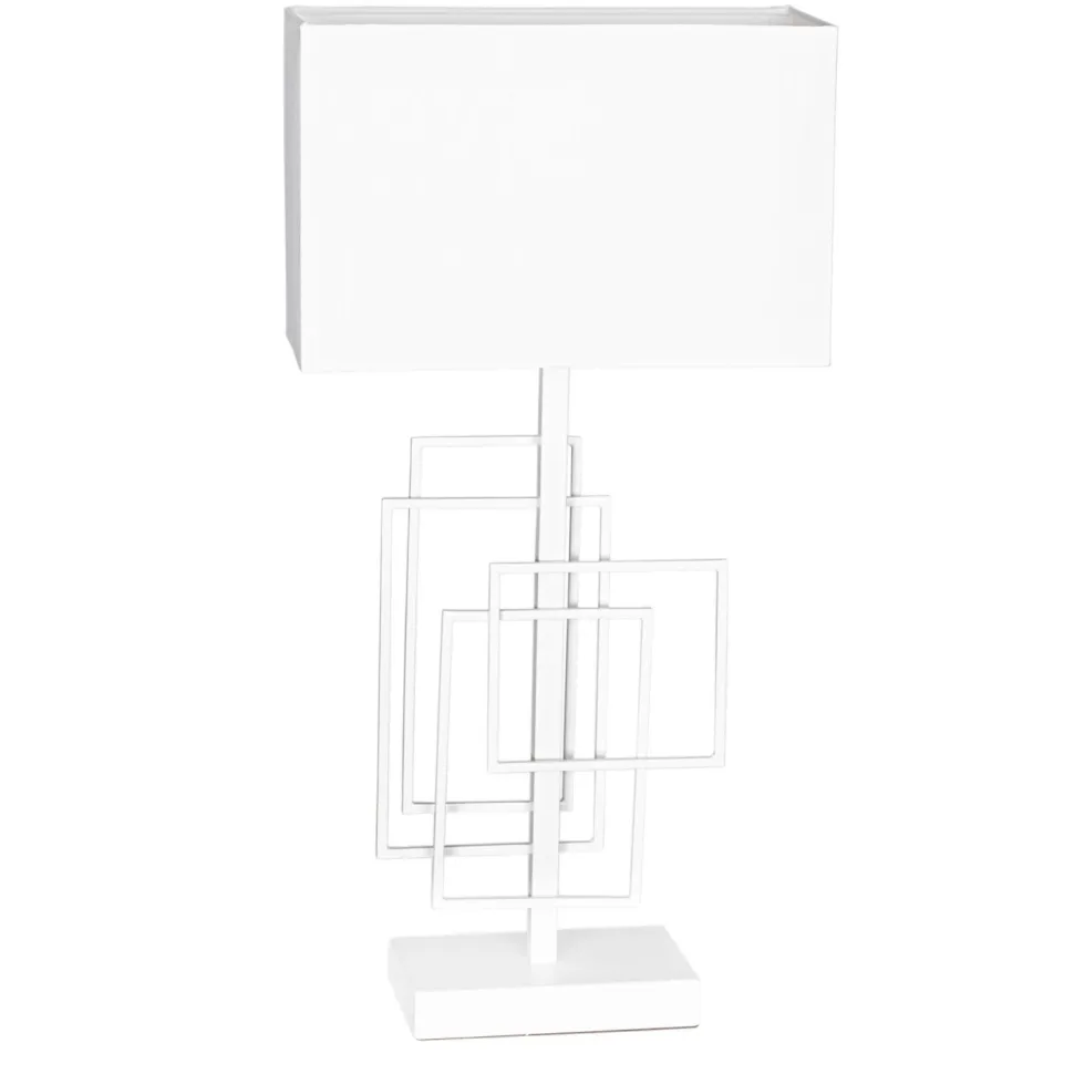 Beistelllampe Weiß 52 cm Stoff Metall E27 Kabelschalter