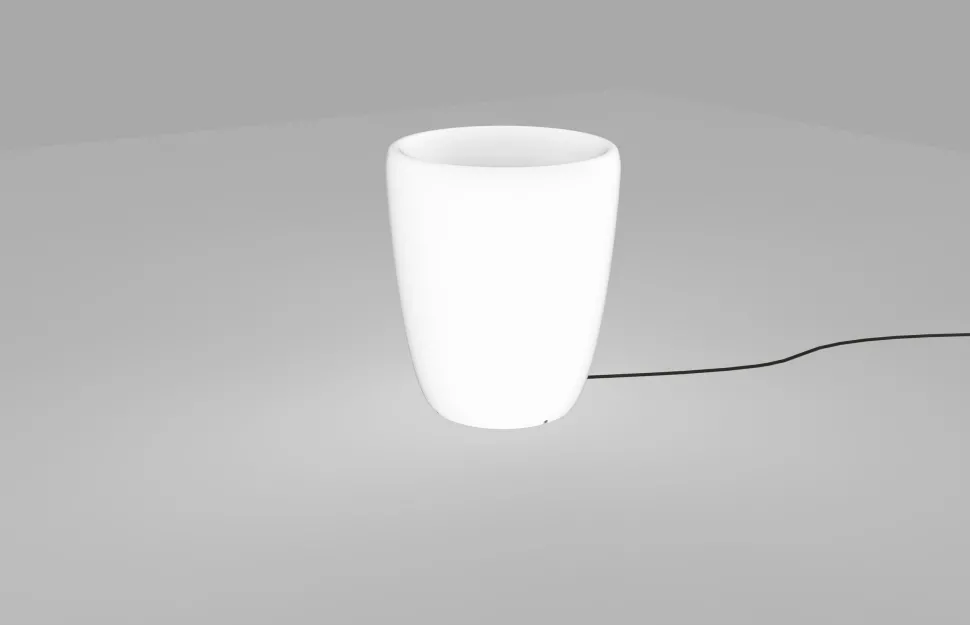 Beleuchteter LED Blumentopf rund flach