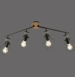 Beweglicher Deckenspot Holz Metall 110 cm E27 Vintage