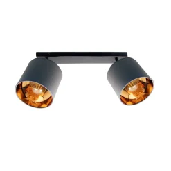 Beweglicher Deckenstrahler Stoff E27 70 cm in Grau Gold