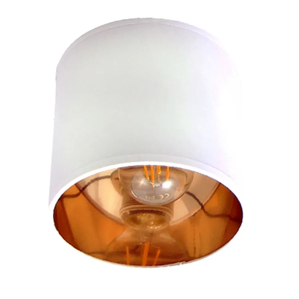 Beweglicher Deckenstrahler Weiß Gold E27 2-flmg Stoff