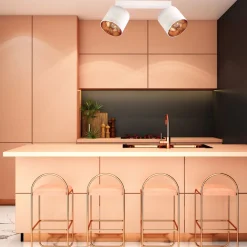 Beweglicher Deckenstrahler Weiß Gold E27 2-flmg Stoff