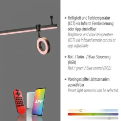 Beweglicher LED Deckenspot Schwarz RGB 114,5 cm dimmbar