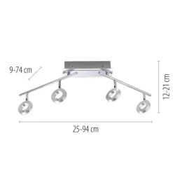 Beweglicher LED Deckenstrahler in Aluminium IP44 94 cm