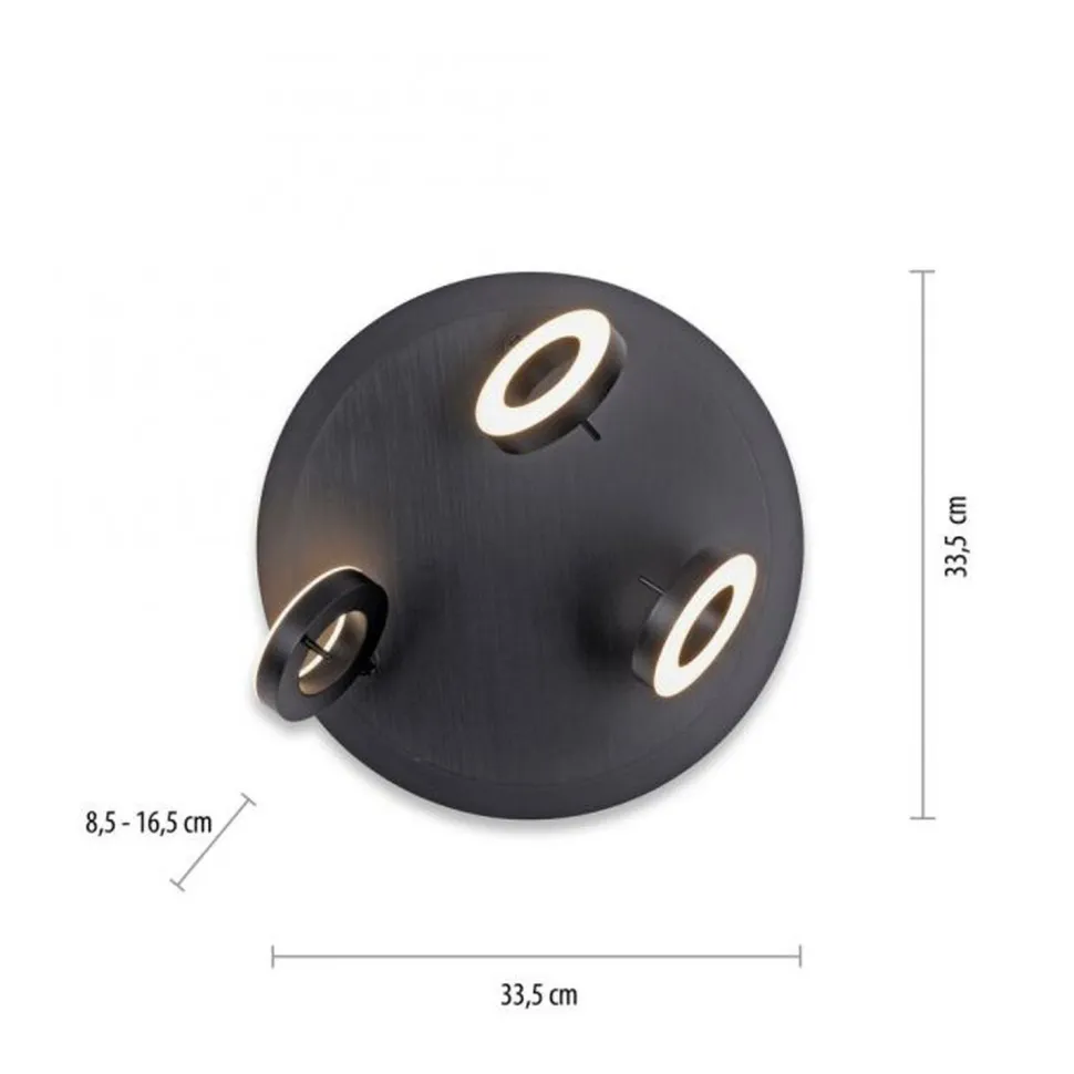 Beweglicher LED Deckenstrahler Anthrazit IP44 Ø33,5 cm