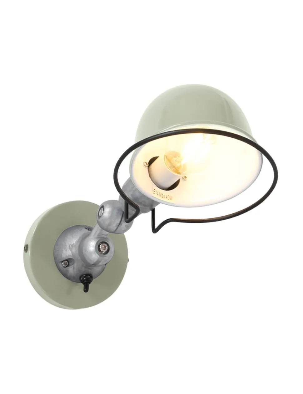 Beweglicher Wandspot mit Stecker in Grün Silber T:29 cm