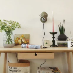 Beweglicher Wandspot mit Stecker in Grün Silber T:29 cm