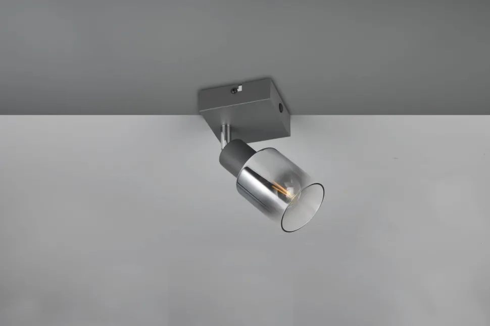 Beweglicher Wandstrahler Rauchglas Metall E14 T:15 cm