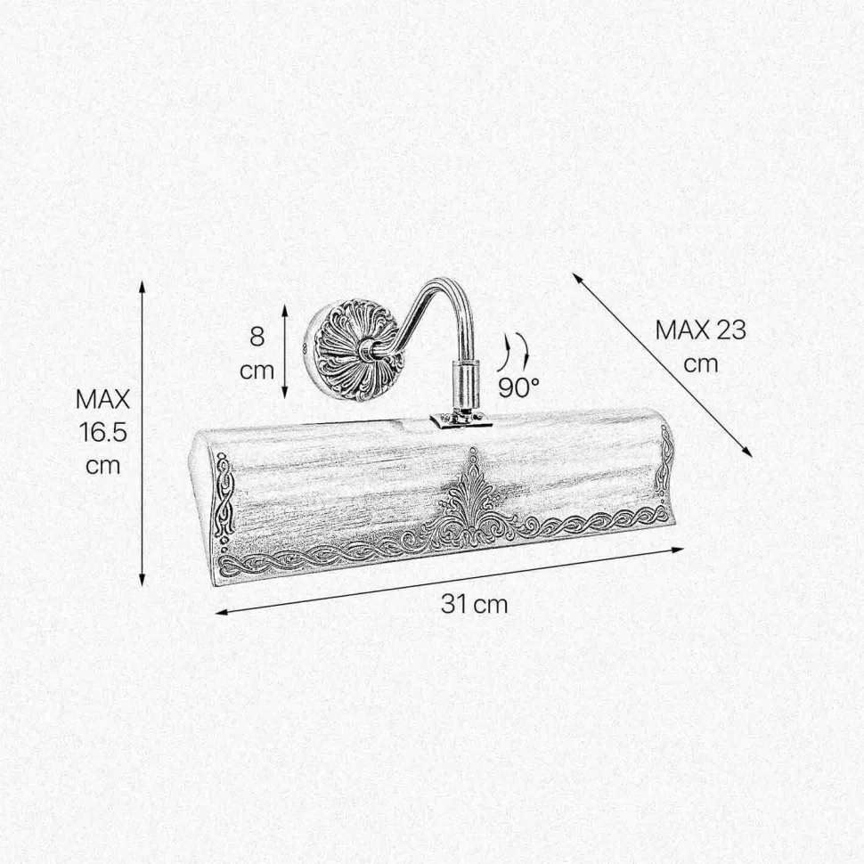 Bilderleuchte Messing B: 31 cm schwenkbar in Bronze E14
