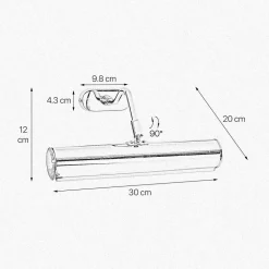 Bilderleuchte Messing B: 30 cm schwenkbar Jugendstil E14