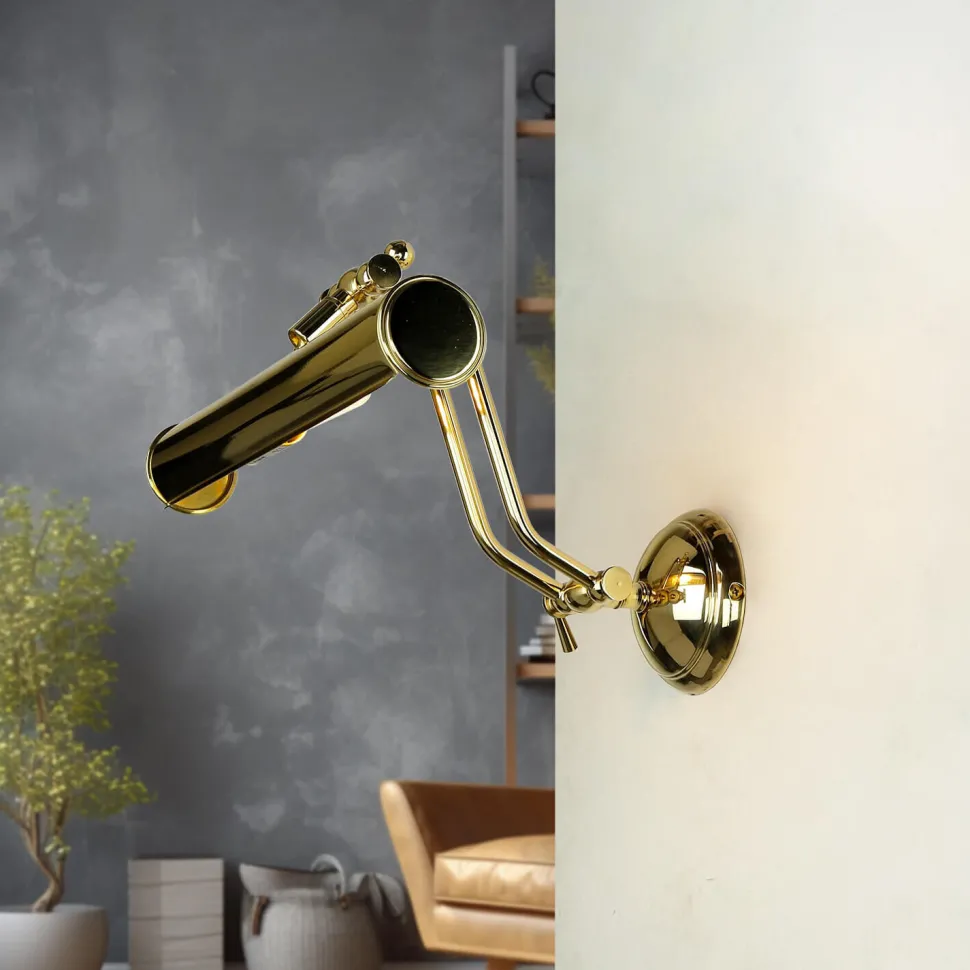 Bilderleuchte Messing in Shabby Weiß Gold