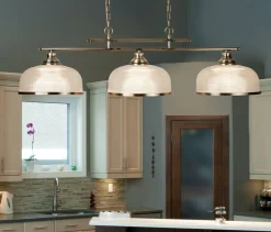 Billardleuchte Esstisch B: 99 cm in Messing antik 3x E27