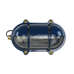 Blaue Außen Wandlampe aus Echt-Messing SKIATHOS