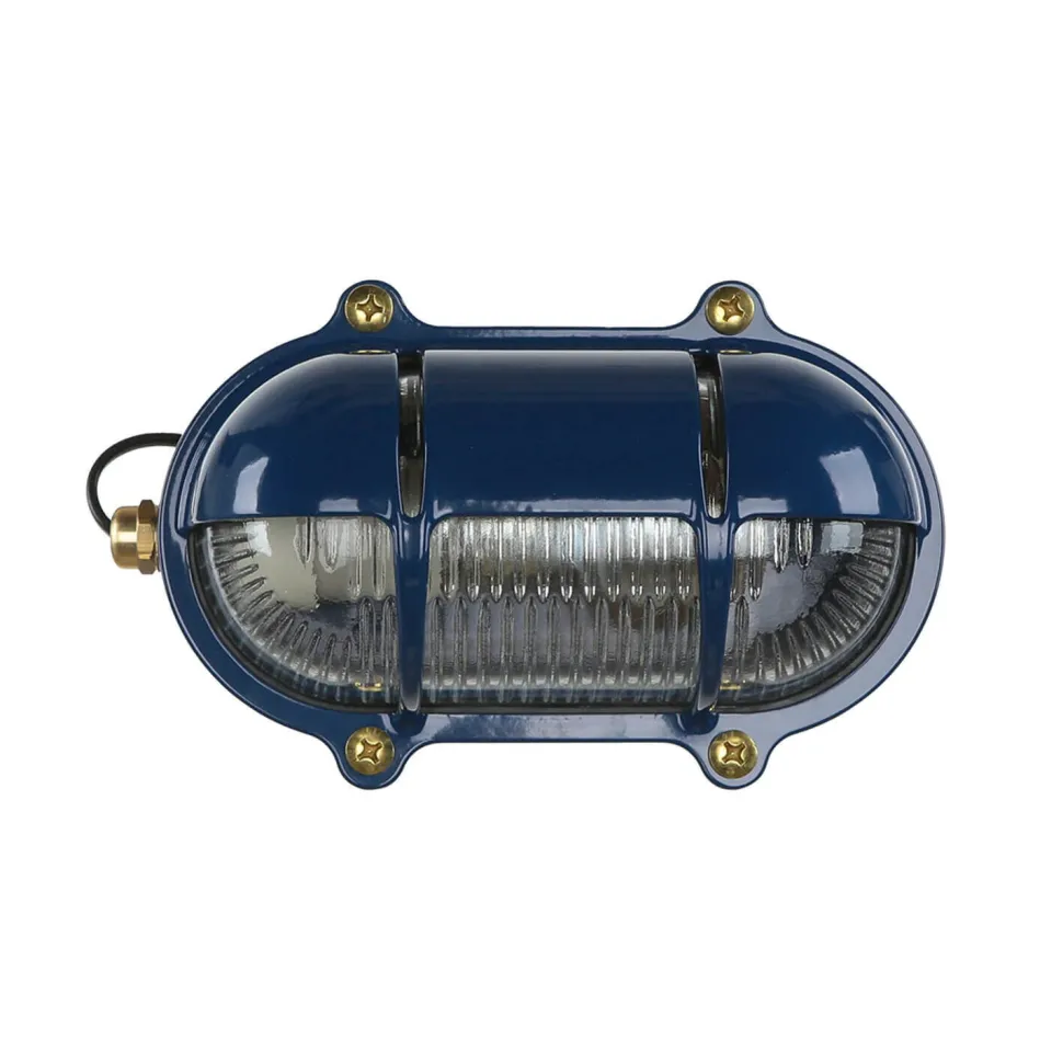 Blaue Außen Wandlampe aus Echt-Messing SKIATHOS