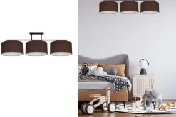 Blendarme Deckenlampe Stoff Schwarz Braun E27 L:100 cm