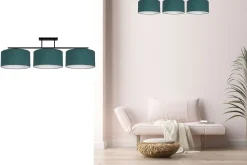 Blendarme Deckenlampe Stoff Grün Weiß E27 3-flammig