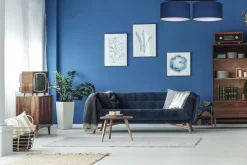 Blendarme Deckenlampe Stoff Schwarz Blau Weiß E27 70 cm