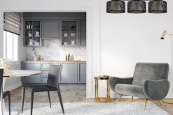 Blendarme Deckenlampe Stoff Graphit Muster E27 3-flmg