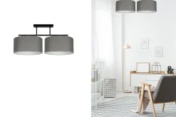 Blendarme Deckenlampe Stoff Schwarz Graphit E27 L:70 cm