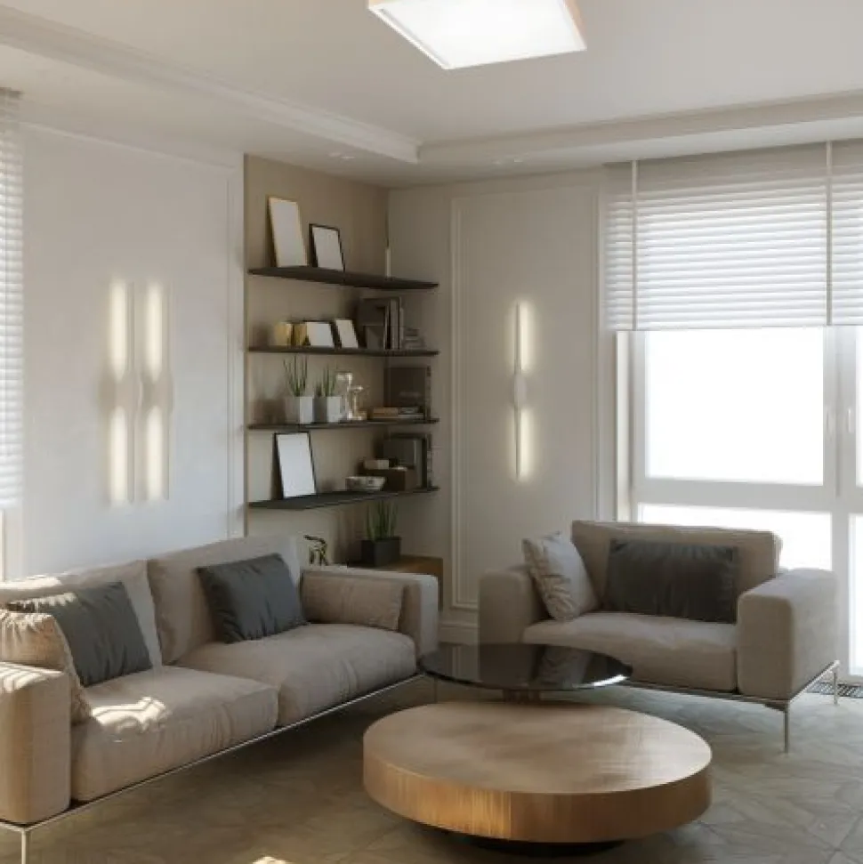 Blendarme Deckenleuchte Glas Holz Pinie E27 L:48 cm