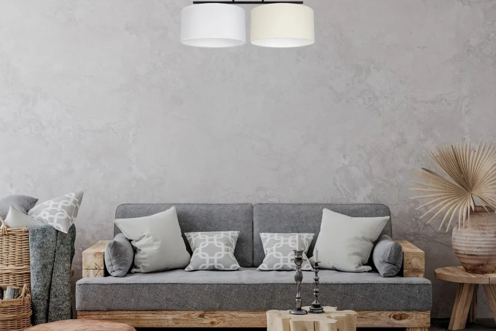 Blendarme Deckenleuchte Stoff Weiß Ecru E27 L:70 cm