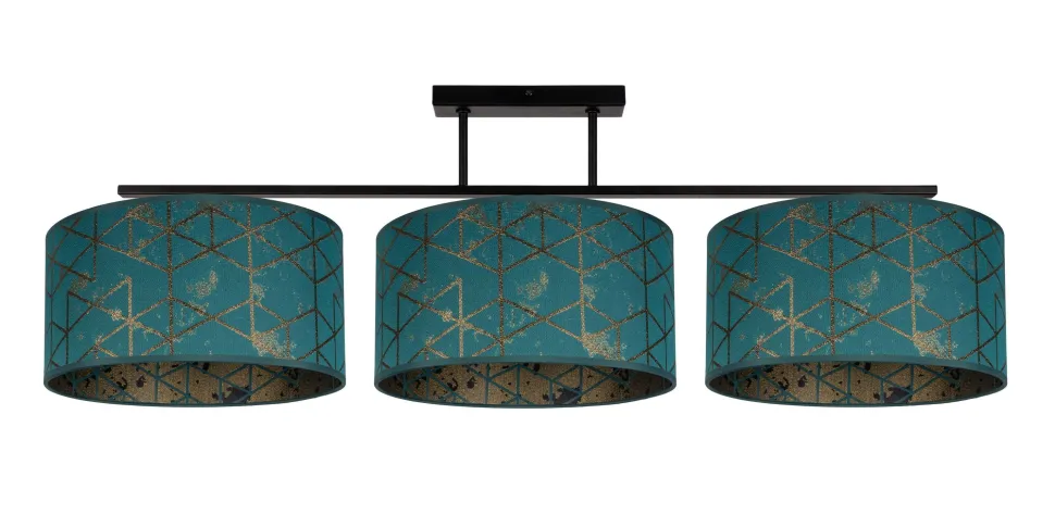 Blendarme Deckenleuchte Stoff Grün Muster E27 3-flammig