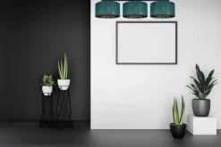 Blendarme Deckenleuchte Stoff Grün Muster E27 3-flammig