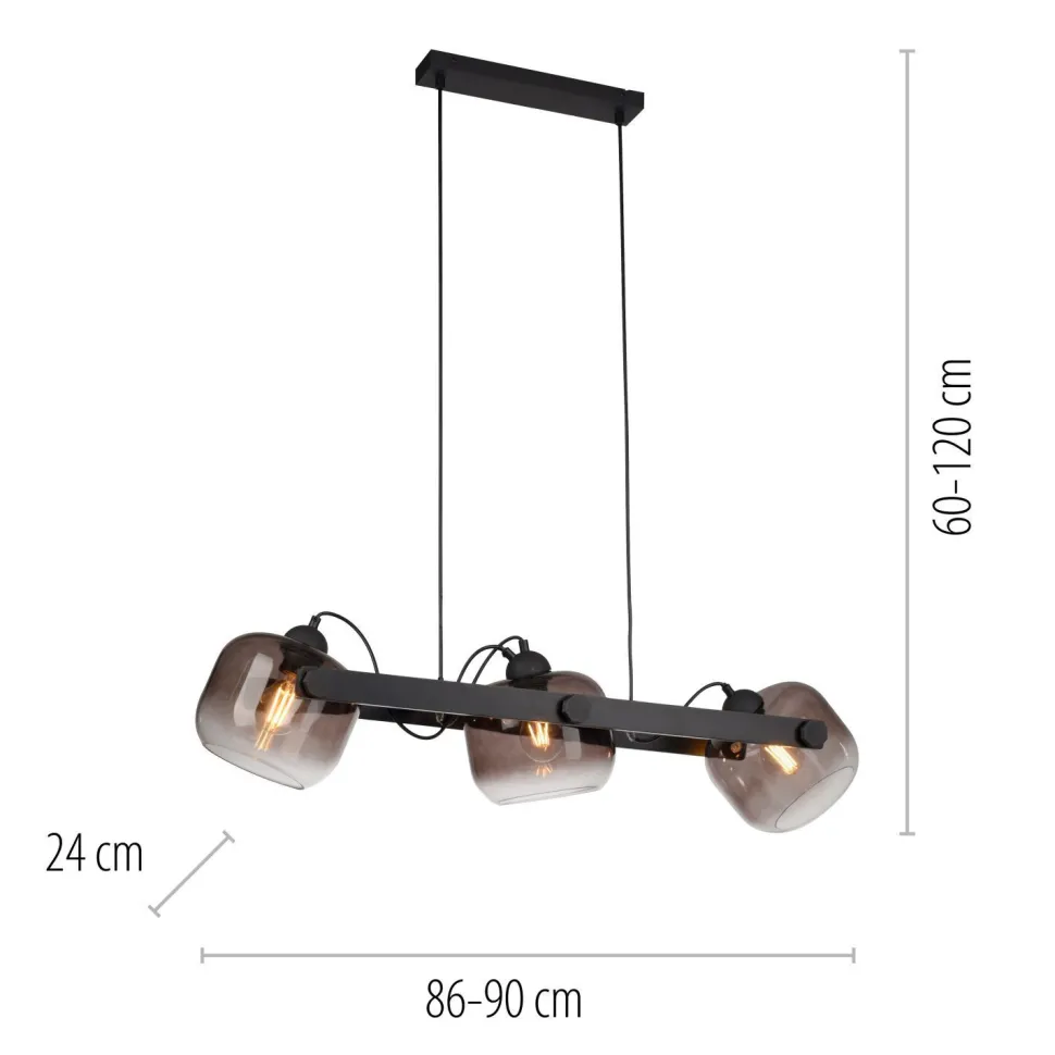 Blendarme Hängelampe Glas Metall E27 90 cm schwenkbar
