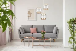 Blendarme Hängelampe Stoffschirme Weiß Gold E27 B:38 cm