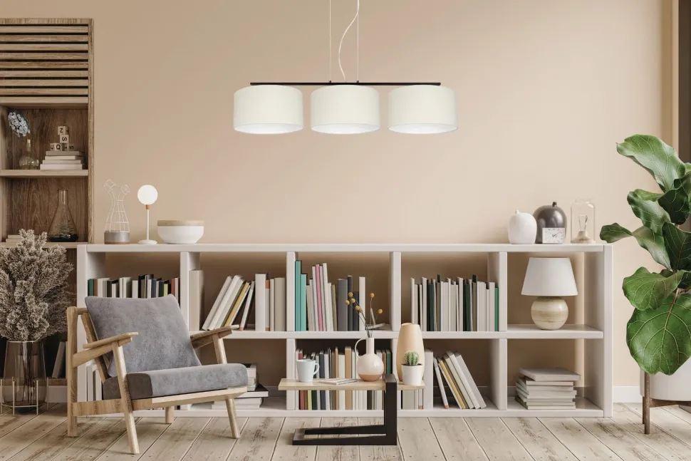 Blendarme Hängelampe Stoff Schwarz Ecru E27 L:100 cm