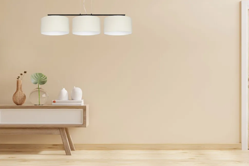 Blendarme Hängelampe Stoff Schwarz Ecru E27 L:100 cm