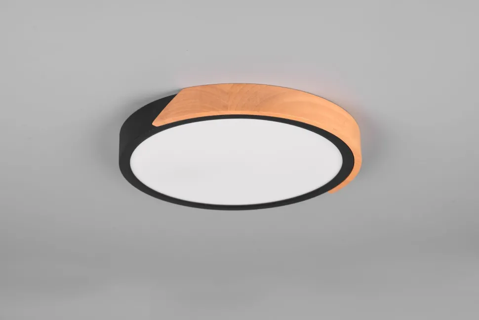 Blendarme LED Deckenlampe Holz rund Ø31,5 cm Schwarz