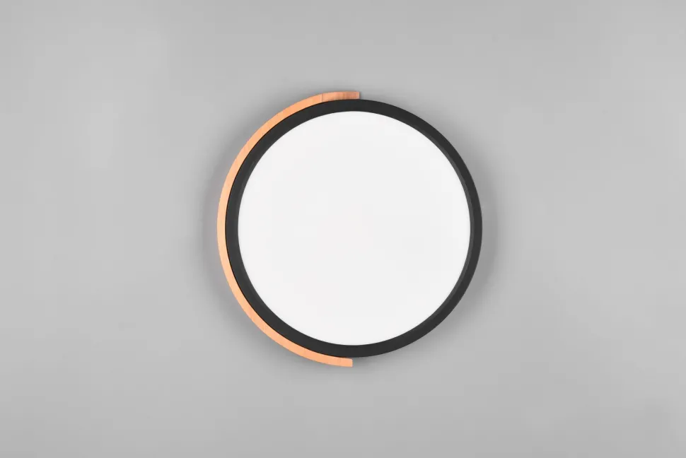 Blendarme LED Deckenlampe Holz rund Ø31,5 cm Schwarz