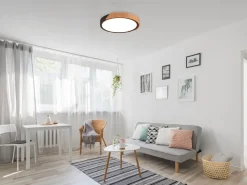 Blendarme LED Deckenlampe Holz rund Ø31,5 cm Schwarz