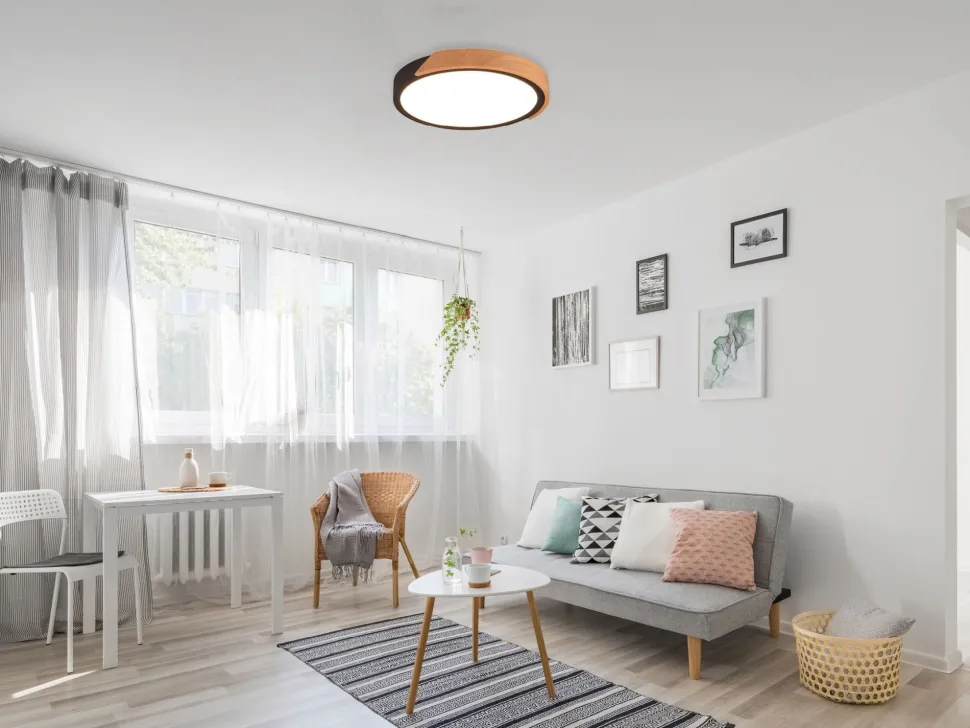 Blendarme LED Deckenlampe Holz rund Ø31,5 cm Schwarz