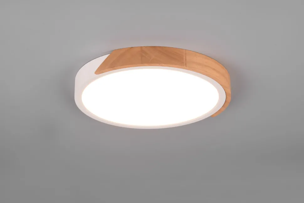 Blendarme LED Deckenlampe Holz rund Ø31,5 cm 20 W Weiß