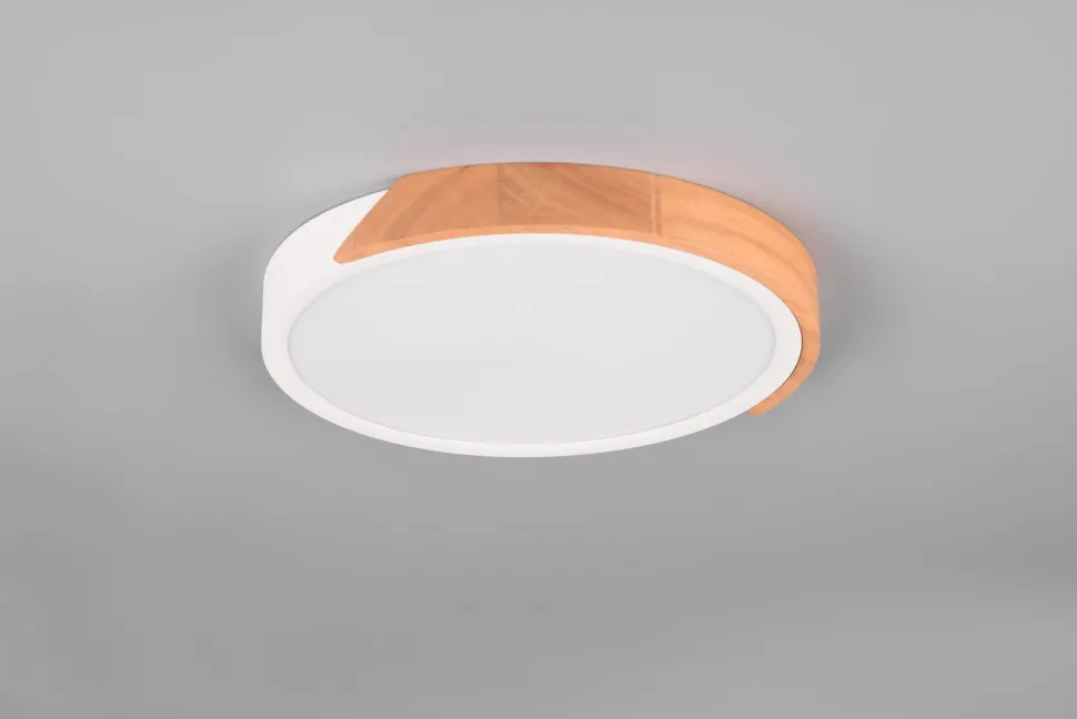Blendarme LED Deckenlampe Holz rund Ø31,5 cm 20 W Weiß