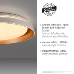 Blendarme LED Deckenlampe Weiß Messing Ø43 cm dimmbar