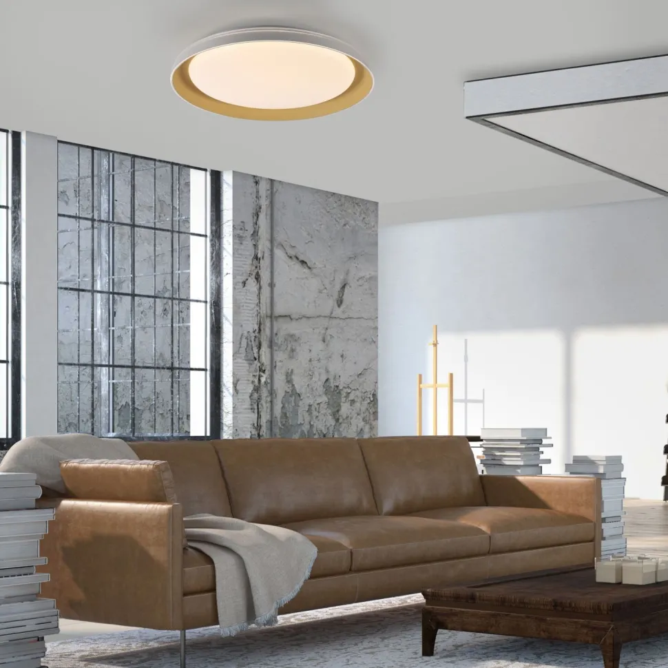 Blendarme LED Deckenlampe Weiß Messing Ø43 cm dimmbar