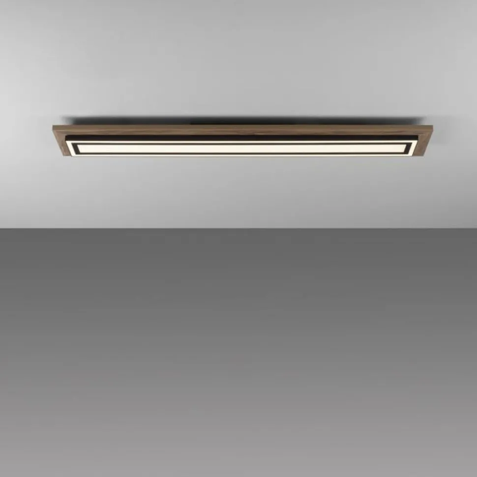 Blendarme LED Deckenleuchte dimmbar Holz 107 cm 5500 lm