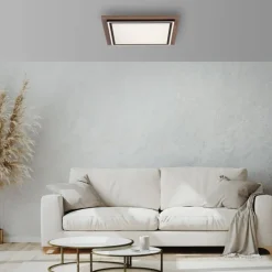 Blendarme LED Deckenleuchte dimmbar Holz B:53,4 cm 44 W