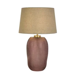 Blendarme Tischlampe Glas Stoff 37 cm Pink Natur E27