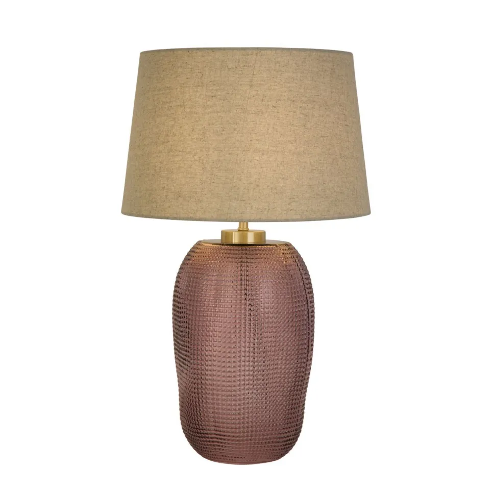 Blendarme Tischlampe Glas Stoff 37 cm Pink Natur E27