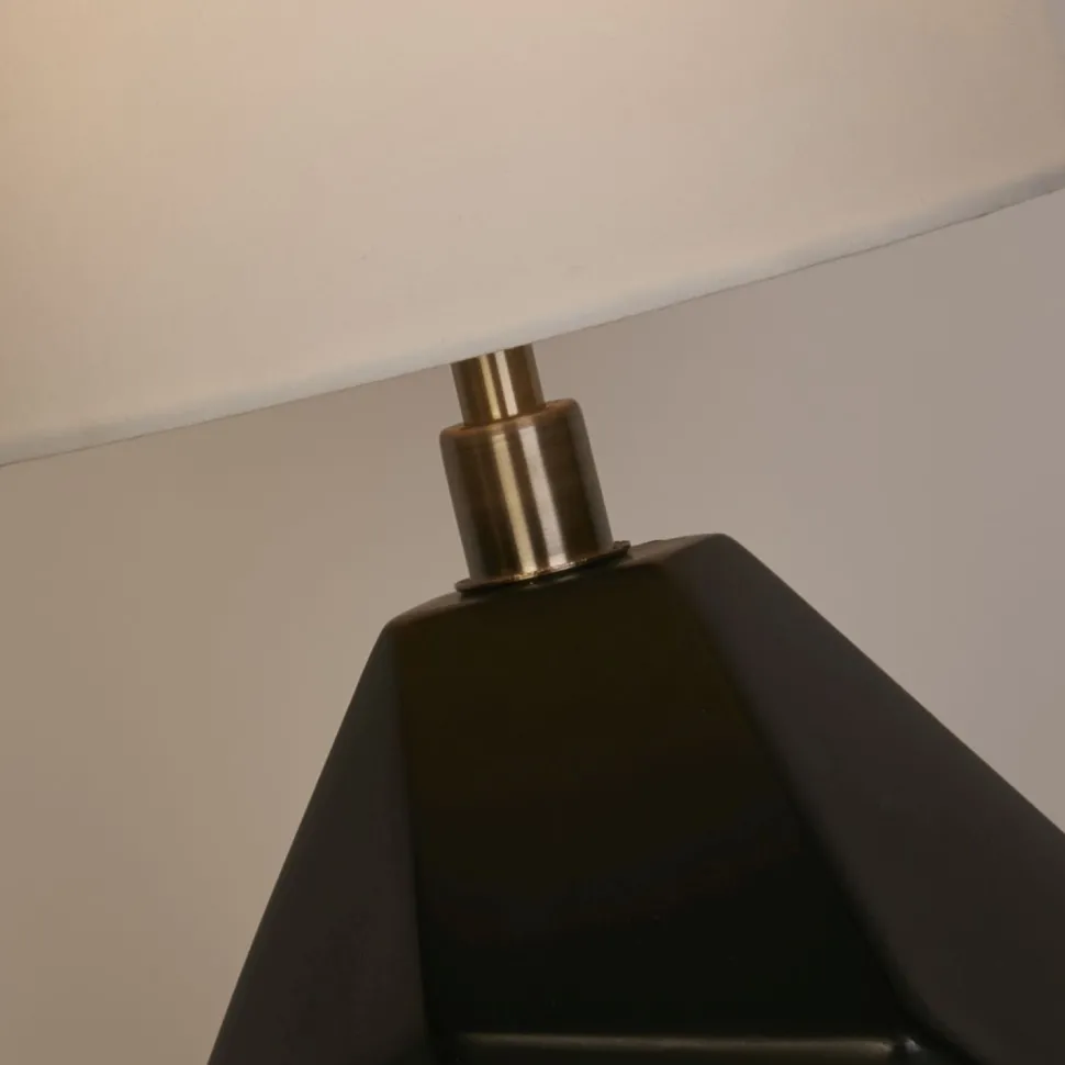 Blendarme Tischleuchte Harz Stoff 55,5 cm Schwarz Weiß