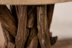 Blendarme Tischleuchte Holz Leinen 50 cm E27 wohnlich